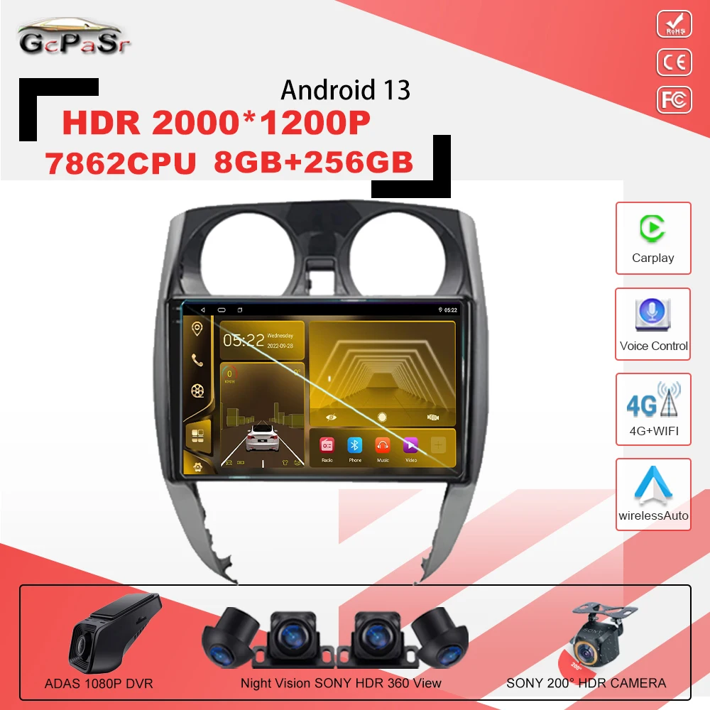 

Android 13 Car Raido For Nissan Note 2 E12 2012-2021Carplay Autoradio Multimedia Screen Stereo Video Player Navigation 7862 CPU