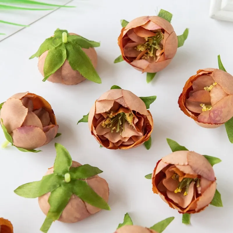 100 Stück künstliche Blumen Tee Knospe Seide Rosen Köpfe für zu Hause Hochzeit Weihnachten Handwerk Kranz Blume Wand Party Dekoration Lieferungen – Detail 11