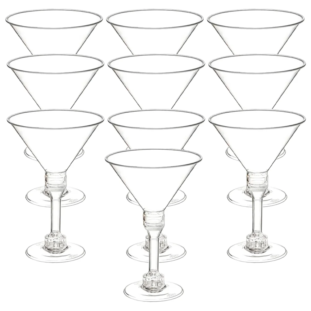 

10 Pcs Party Cups Plastic Martini Glasses Beverage Drink for Cocktail Goblets Clear