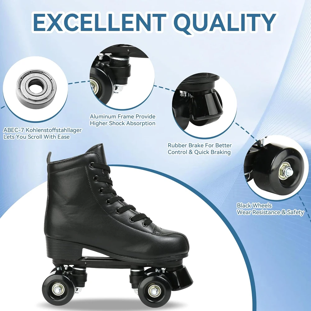 สเก็ตกีฬากลางแจ้งรองเท้า PU หนัง Roller Skates รองเท้าสเก็ต Quad Skates รองเท้าผ้าใบเริ่มต้นผู้ชายผู้หญิง Roller รองเท้าสเก็ต