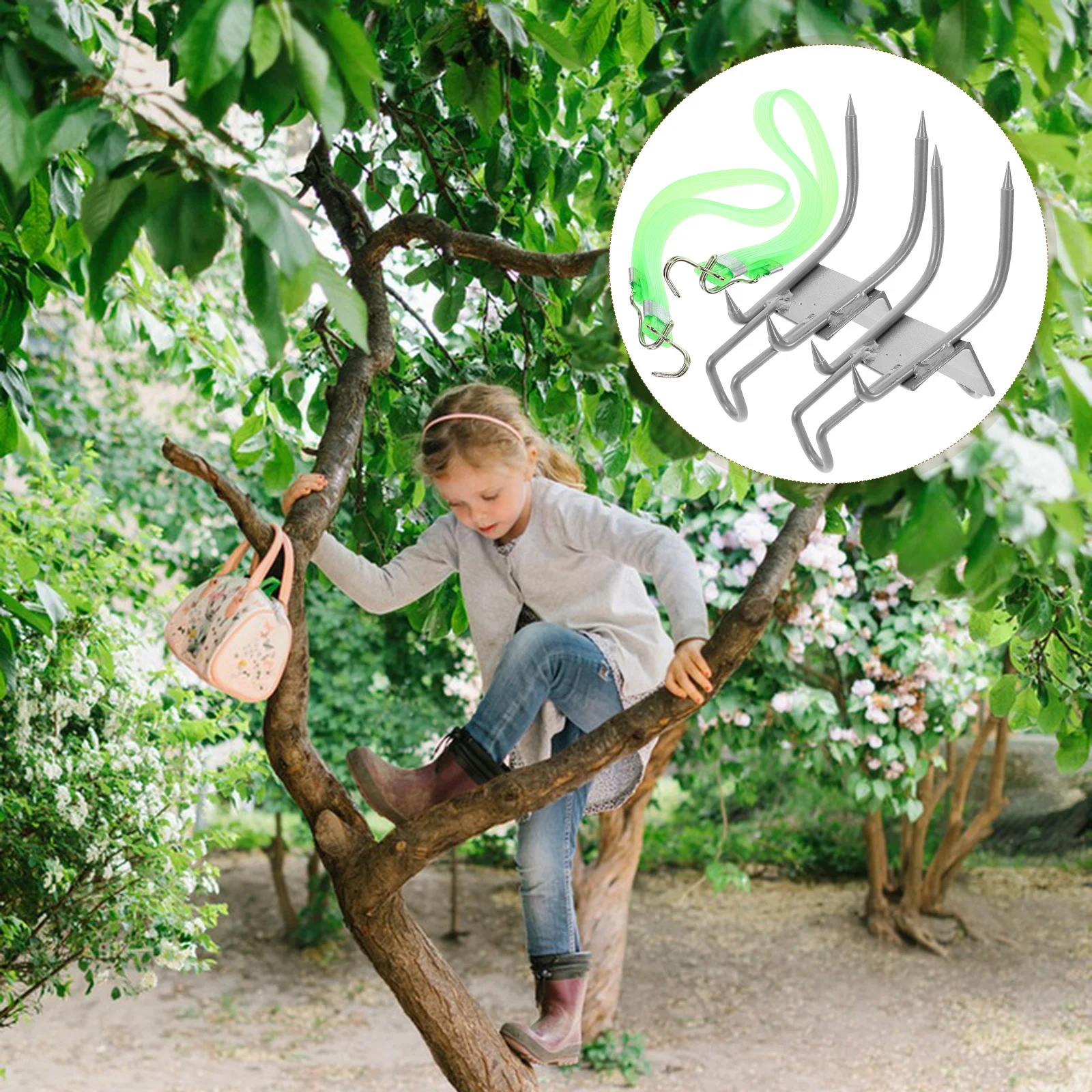 

4Pcs Tree Climbing Spikes Anti Slip Lightweight Portable Foot Claws for Outdoor Adventures Camping Hiking Rescue Equipment