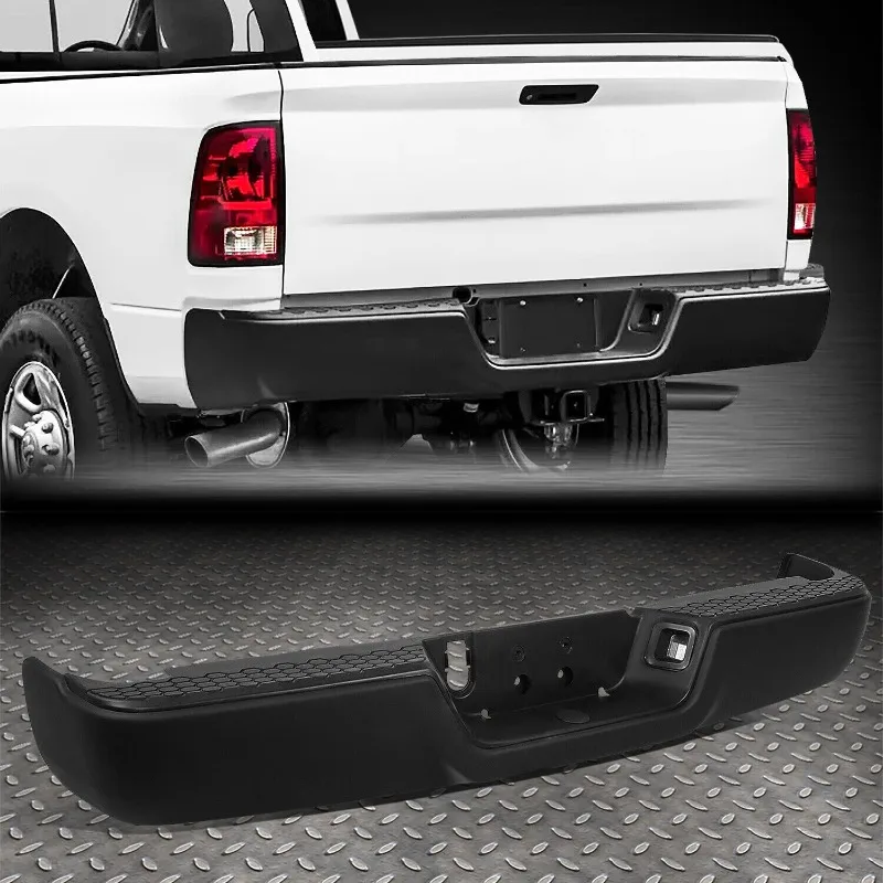 US FOR 09-19 RAM 1500 2500 3500 BLACK STEEL REAR BUMPER ASSEMBLY W/O SENSOR HOLES