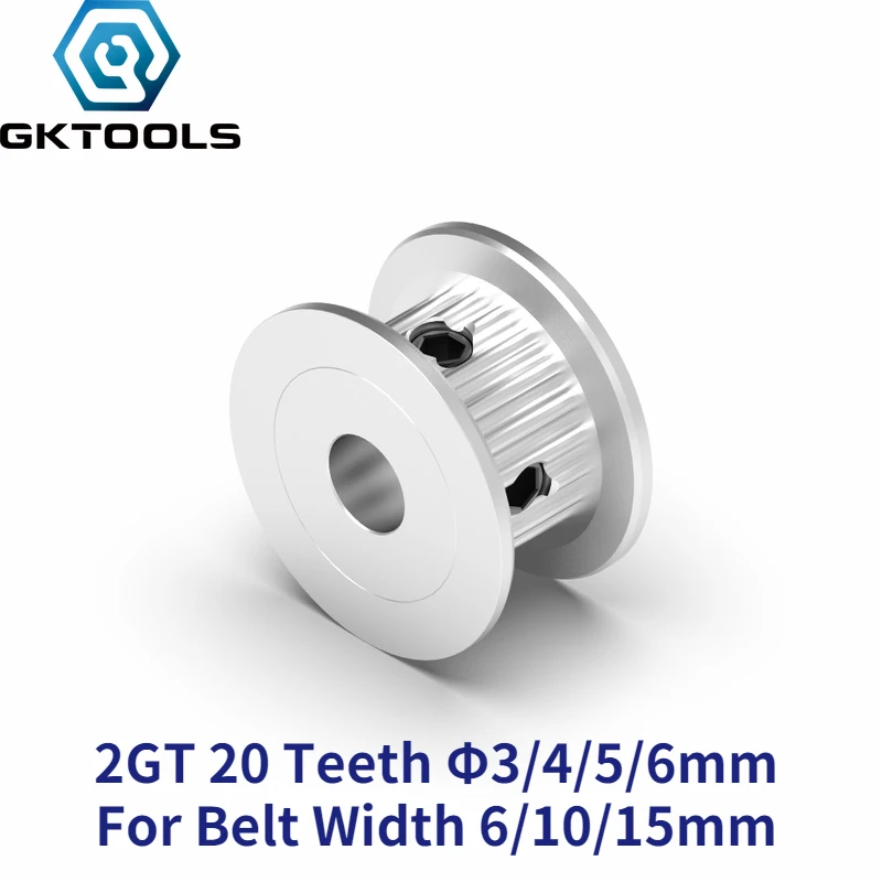 GKTOOLS GT2 20 Teeth Tooth Idler Timing Pulley Bore 3/4/5/6/6.35/8mm for 6mm/10mm timing Belt Used In Linear 3D Printer Parts