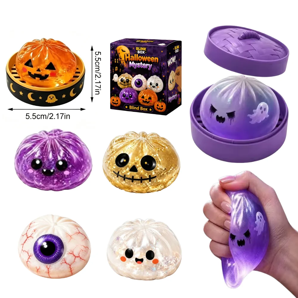 Nouveau Jouet Squishy Fantôme d'Halloween, Doux, à Résilience Lente, Anti-stress, en Forme de Boulette Vapeur Remplie, à Pincer