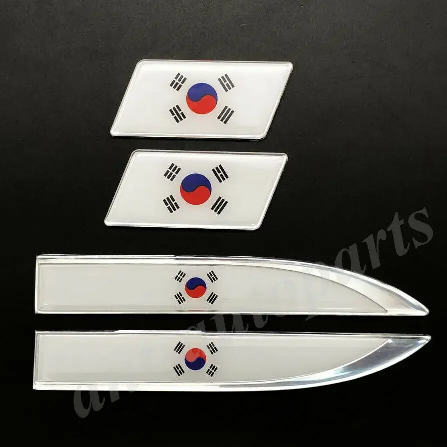 4pcs Korea Korean Flag Car Trunk Fender Auto Emblem Badge Decals Sticker