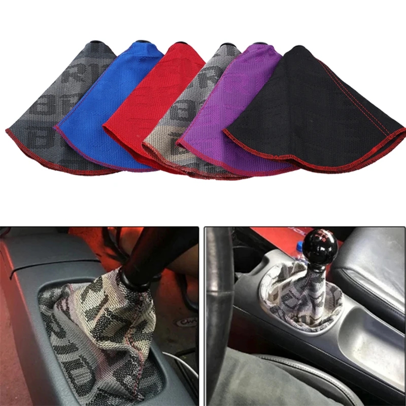 Universal JDM Style Bride RECARO Hyper Fabric Shift Knob Boot Cover Shifter Lever Collars Auto Inter Accessories