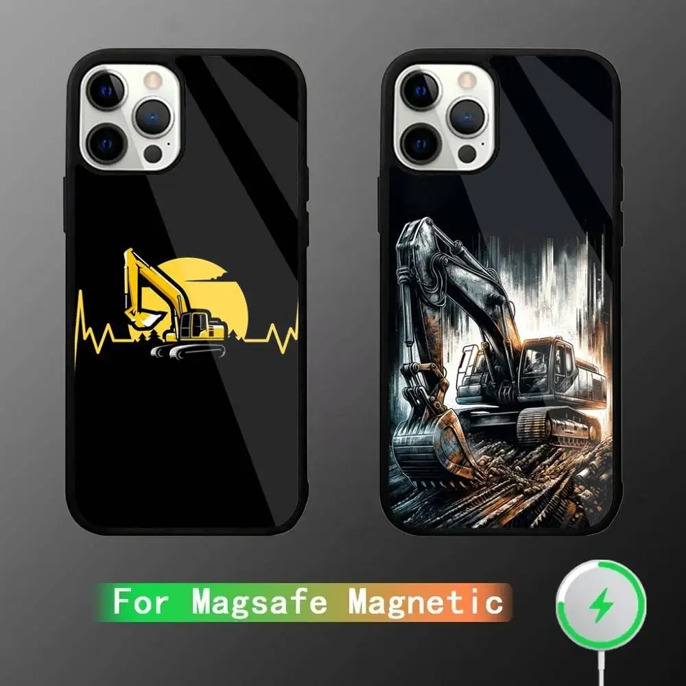 

Excavator Phone Case For iPhone 16,15,14,13,12,11,Pro,Max,Plus,Mini,SE New Magsafe Magnetic Wireless Charging