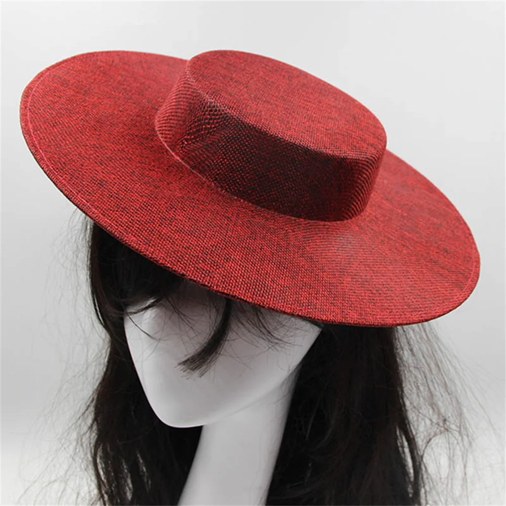 31CM Fascynatory Baza Marron Duża czapka z daszkiem Ślubne materiały millineryjne DIY Akcesoria do włosów Kapelusz Kobiety Kenducky Nakrycie głowy kościelne