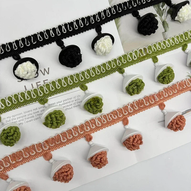 Plush Ball Pendant Fringe 1M Pompom Lace Tassel Sewing Lace Trim for Curtain Sofa Tablecloth Diy Home Decor Accessories