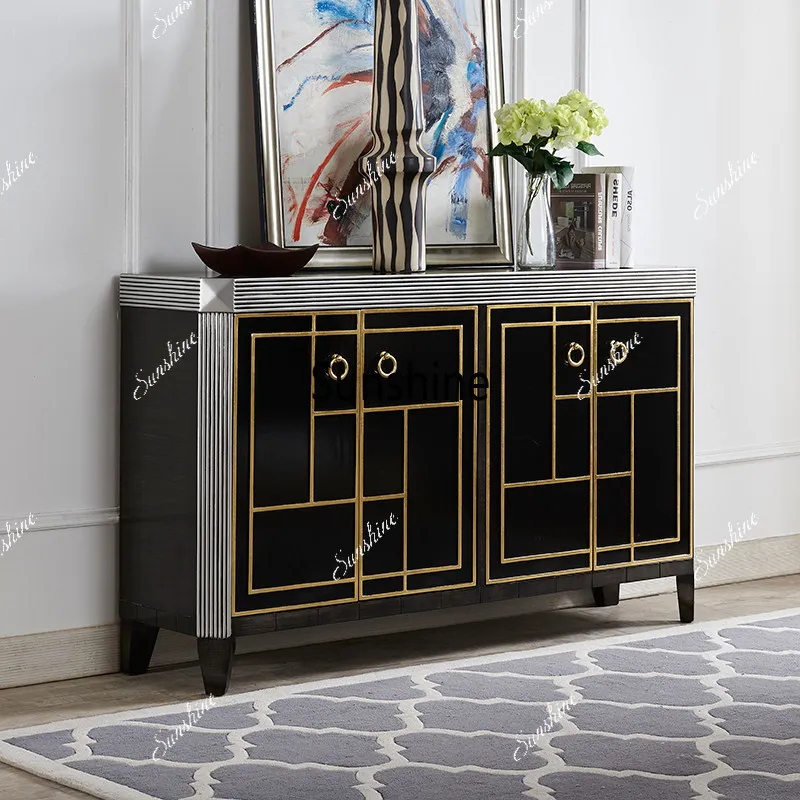 Light luxury entrance door cabinet Solid wood door screen partition cabinet Simple locker