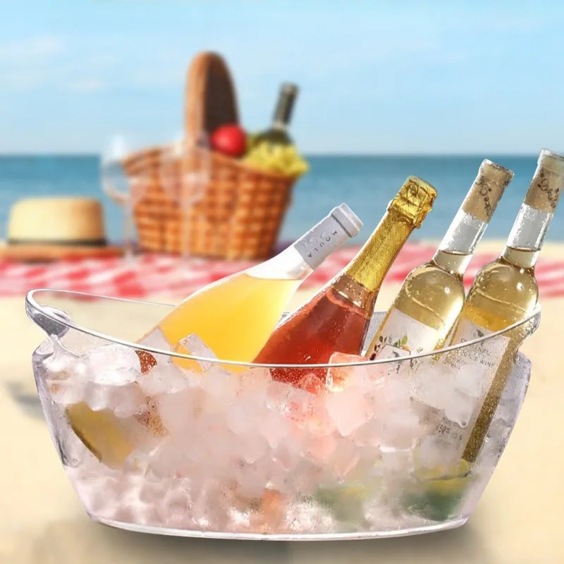 5L Plastic Ice Bucket with Carry Handle for Home Bar Party Large Capacity Ice Cooler Durable Design and Outdoor Camping Events