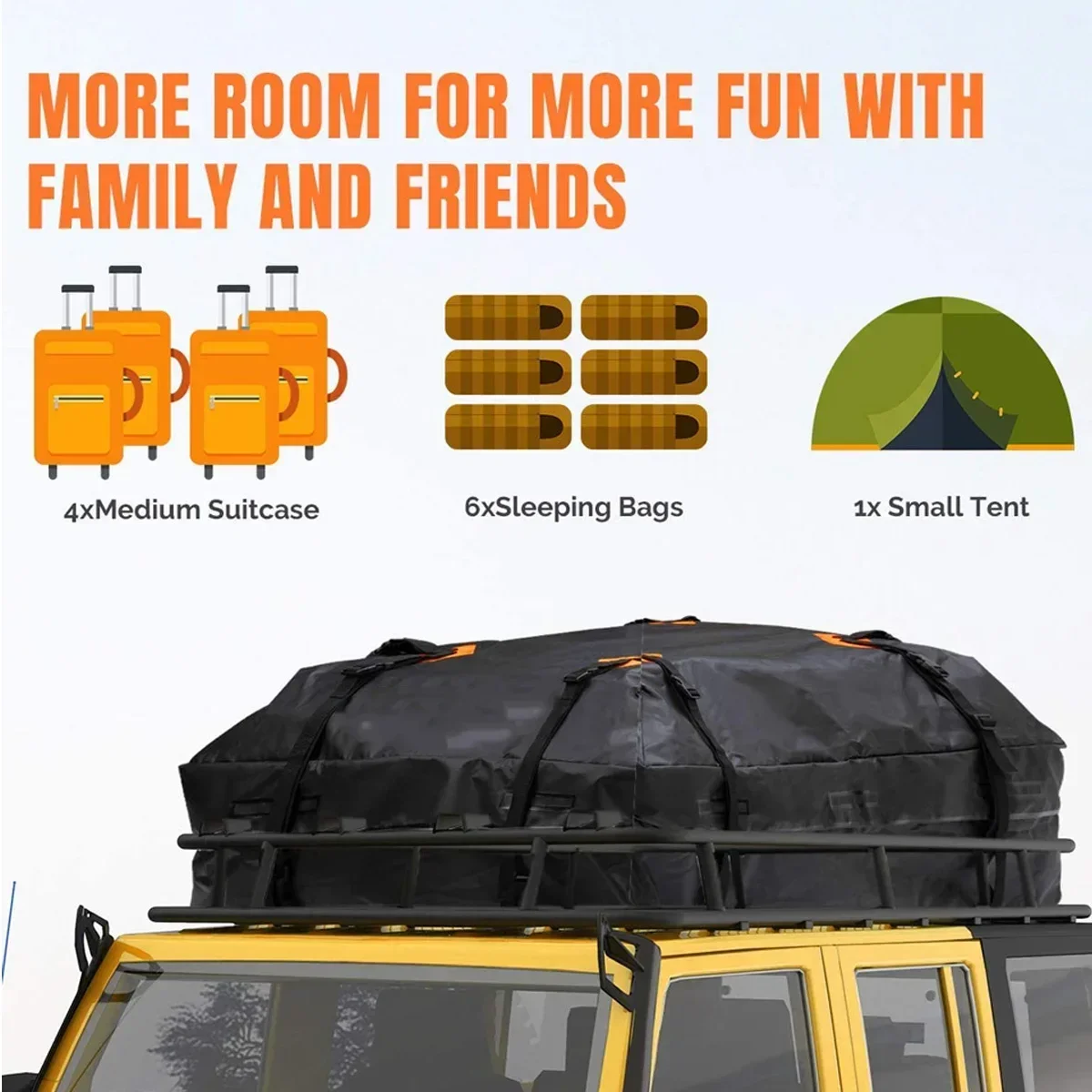 120x90x44cm Large Waterproof Car Cargo Roof Bag Rooftop Luggage Carrier Black Storage Cube Bag Travel SUV Van For Cars Body Kit