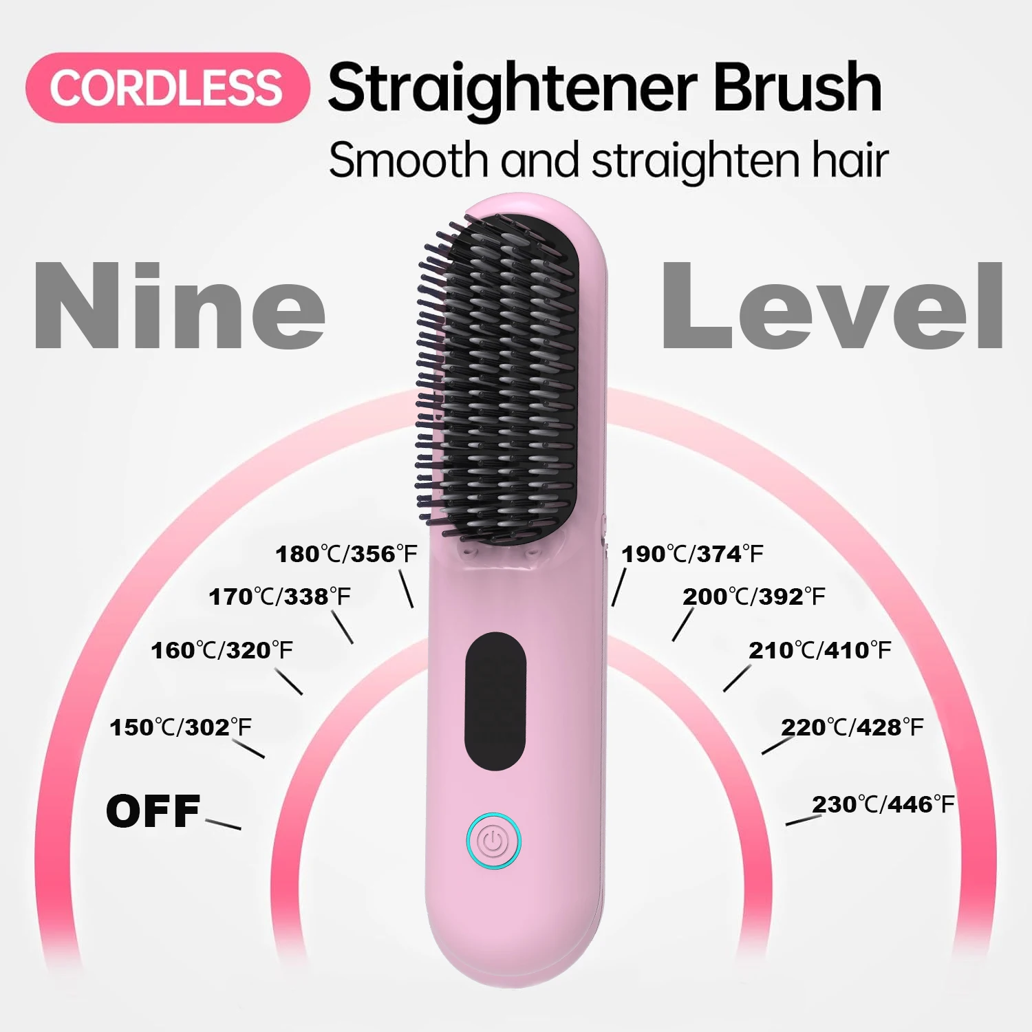 Smart Library Professional Cordless Hair Straightener Comb LCD Display Rechargeable Wireless Hair Brush For Salon And Home Hair