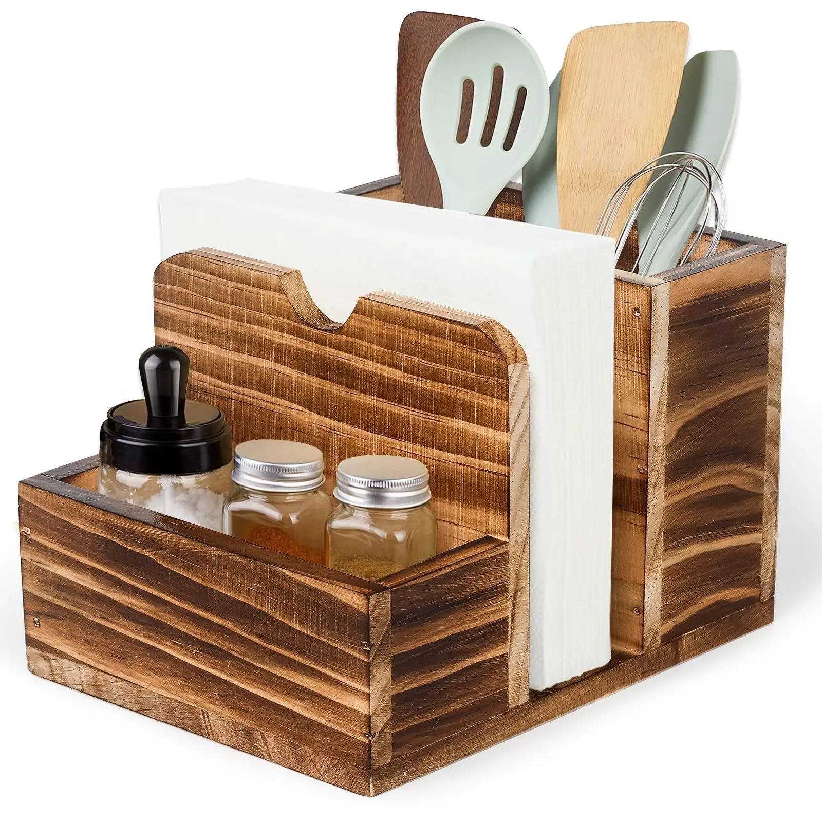 Napkin Salt and Pepper Holder Desktop Tissue Holder Box Space Saving Kitchenware Storage Rack for Kitchen Restaurant Home Use