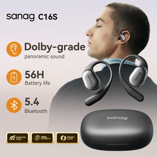 Sanag C16S Bluetooth 5,4 auriculares inalámbricos auriculares abiertos OWS sonido HiFi Flash-venta elección auriculares TWS