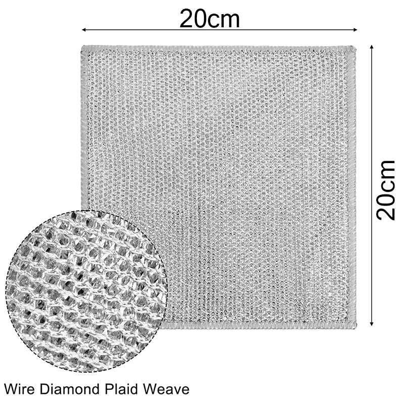 Arame de aço de metal dupla face, Pano de limpeza mágico doméstico, Pano grosso do prato de cozinha, Panos de lavar panela, Toalha Limpa Ferramentas
