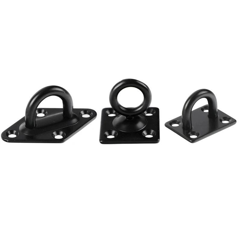 Placas de ojo de almohadilla negra, Hardware de acero inoxidable, gancho de grapa para cesta colgante, maceteros, viga de techo, ventilador de techo, vela de sombra