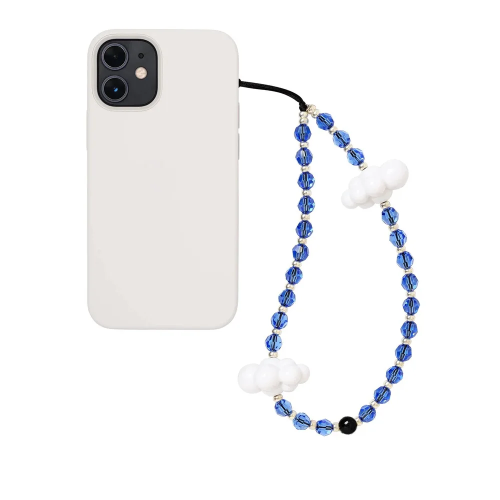 HERLOOK Phone Strap Clouds Faceted Crystal Beads Chain String Phone Charm Cellphone Accesories