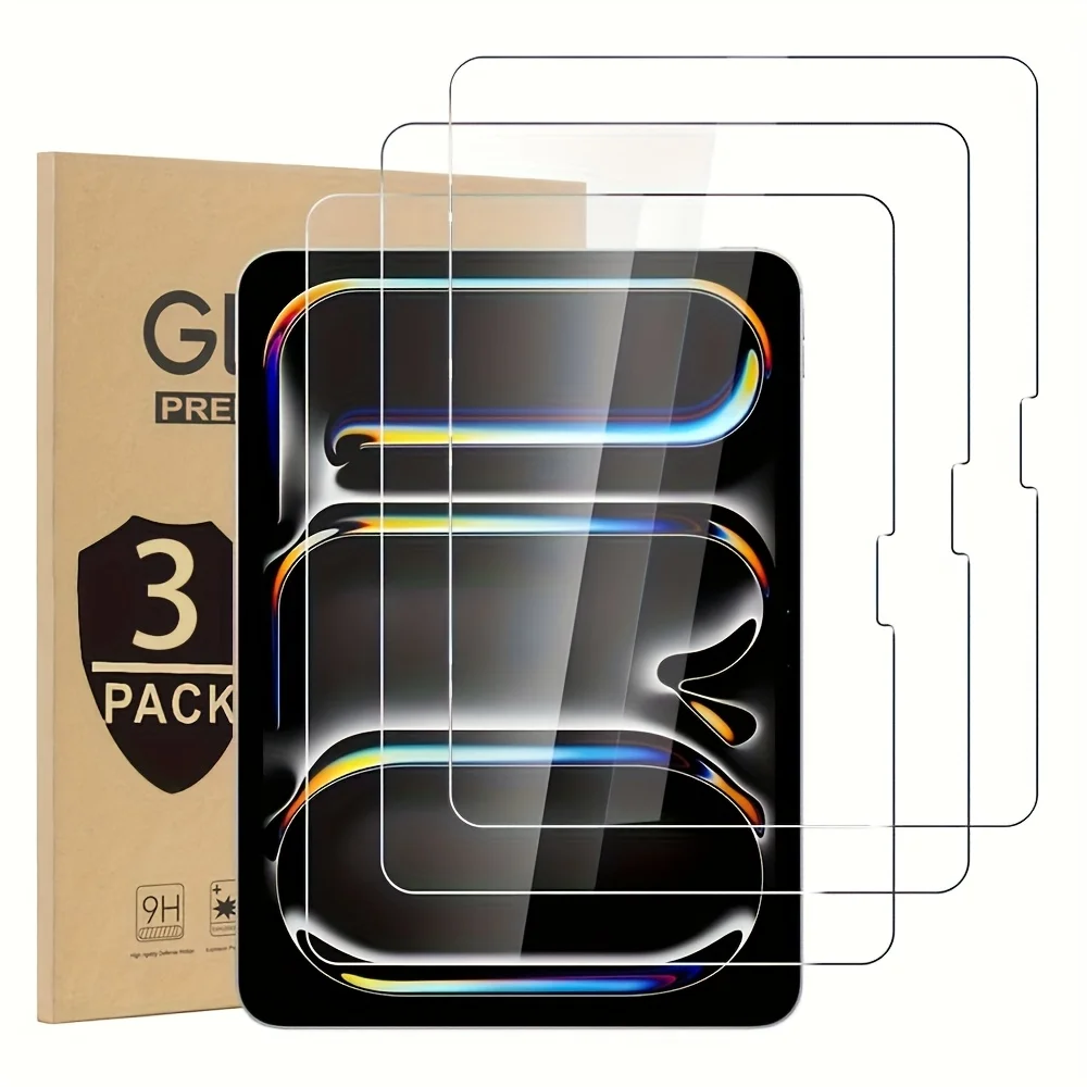 

3pcs Tempered Glass For Ipad Mini 6 7 7th 8th 9th 10th 11th Pro 10.5 9.7 Pro 11 2024 2022 2021 Air 11 3 4 5 1 2 Screen Protector