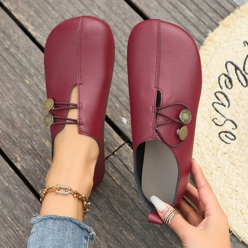 2025 Summer PU Women's Shoes New Solid Color Anti Slip Mommy Shoes Women's Flats Fashion Women's Casual Shoes