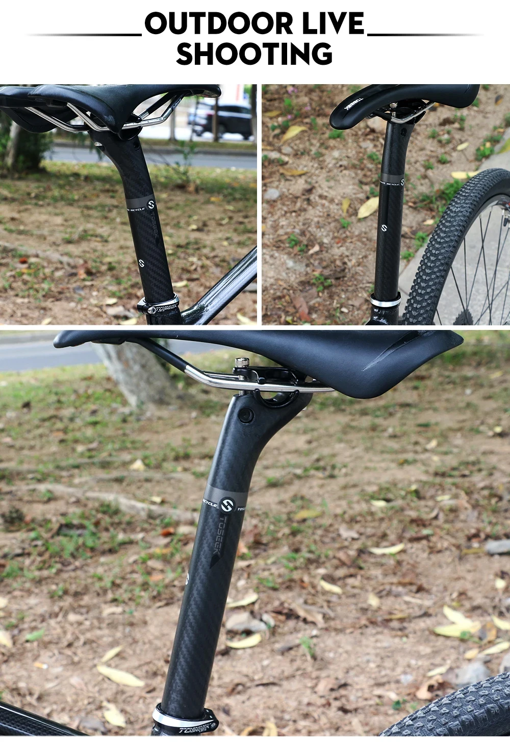 TOSEEK Ultraleichte 3K Carbon-Sattelstütze MTB/Rennrad Fahrradsattelstütze mit 20mm Offset 27,2/30,8/31,6*350/400mm Grau Matt – Detail 18