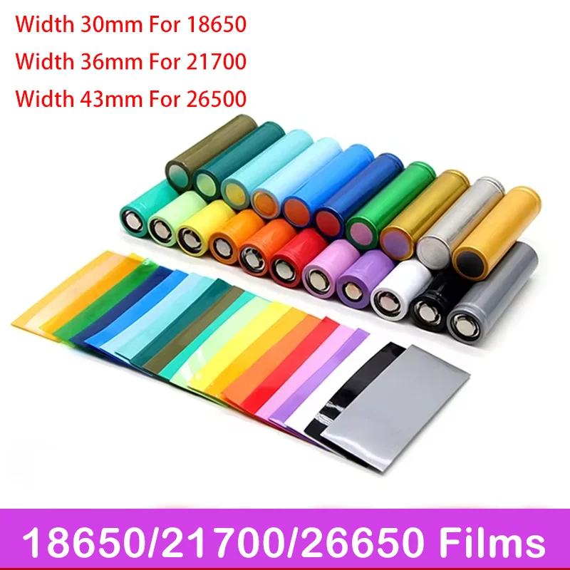 

20~300pcs Lipo Battery Wrap PVC Heat Shrink Tube 18650/21700/26650 Precut Insulated Film Cover Lipo Battery Sleeve Casing