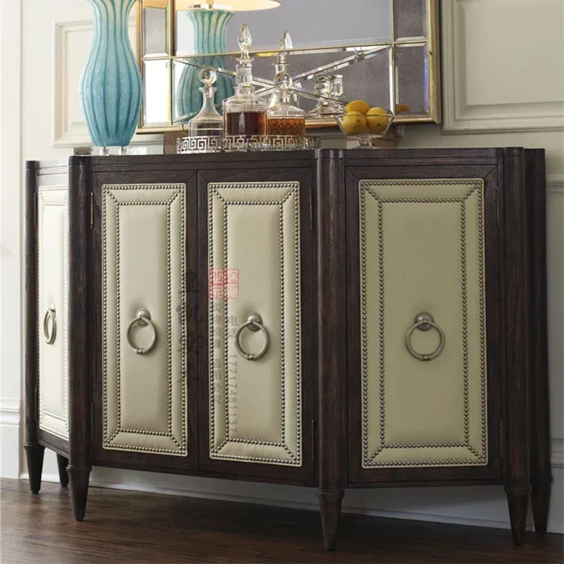 TAO French Retro Curio Cabinet New Classical European Solid Wood Sideboard Console Tables Sets
