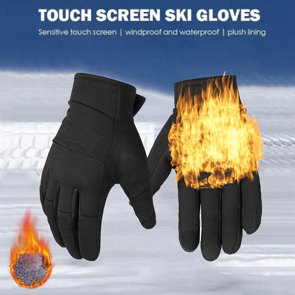 الخريف الشتاء الرجال قفازات نسائية شاشة تعمل باللمس مقاوم للماء يندبروف قفازات الرياضة في الهواء الطلق الدافئة الحرارية تشغيل قفازات التزلج