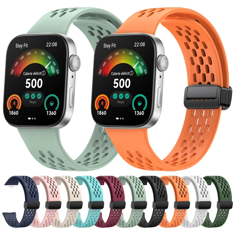 Armband mit magnetischer Falt schnalle für Huawei Watch Fit 3 Sport atmungsaktives Silikon armband Ersatz armband Armband
