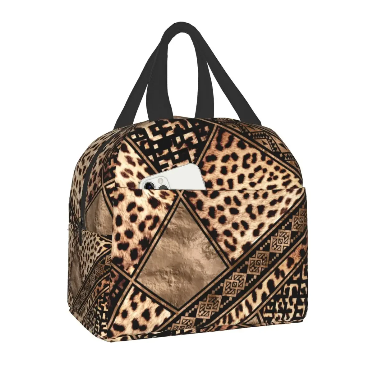 Ethnic Animal Ornaments Leopard Print Lunch Bags Women Thermal Cooler Insulated Lunch Boxes for Kids School Picnic Storage Bag