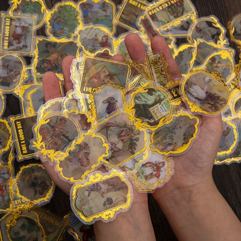 30 قطعة ملصقات الذهب البرنز الطفولة حساب اليد سكرابوكينغ المواد الديكور الحافة الذهبية ديكو 12*7 سنتيمتر