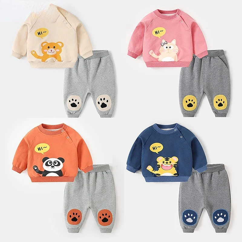 Baby Sweater Set Long Pants Autumn Dress Spring and Autumn Toddler Boy Girl Baby Kids Outgoing Two Piece Set