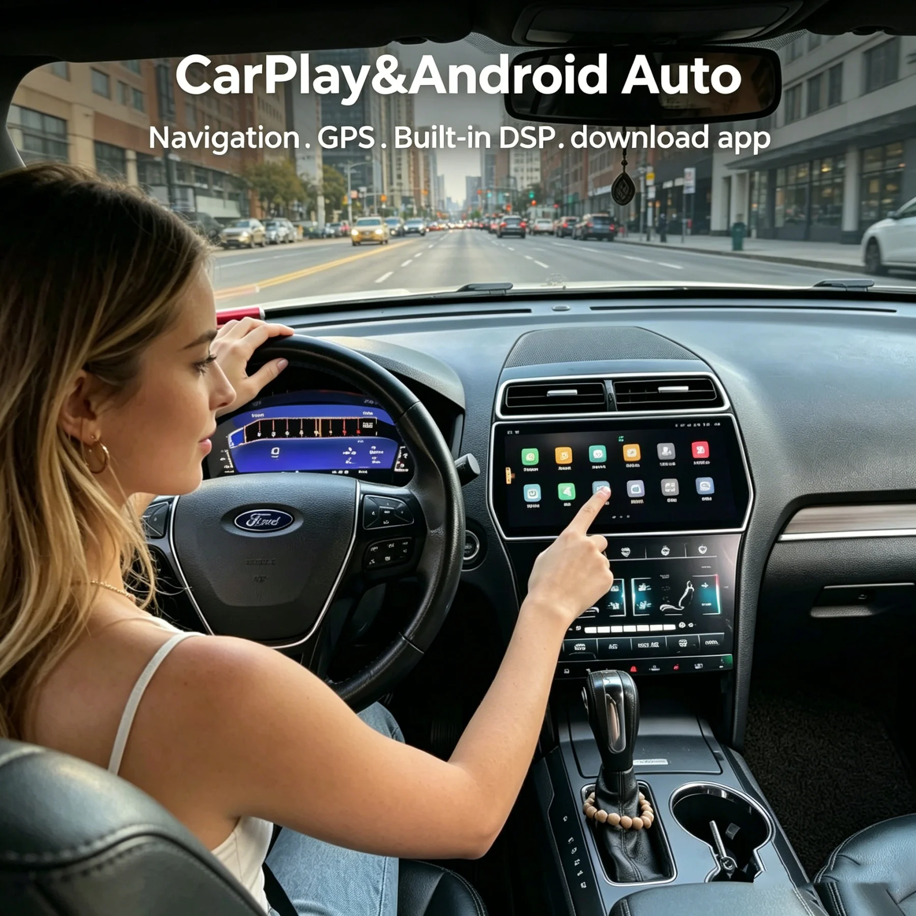 

12.3 Car Multimedia Video Player For Ford Explorer 2011-2019 CarPlay Android13 GPS Navigation Radio 8Core 4G 360camera AC Screen