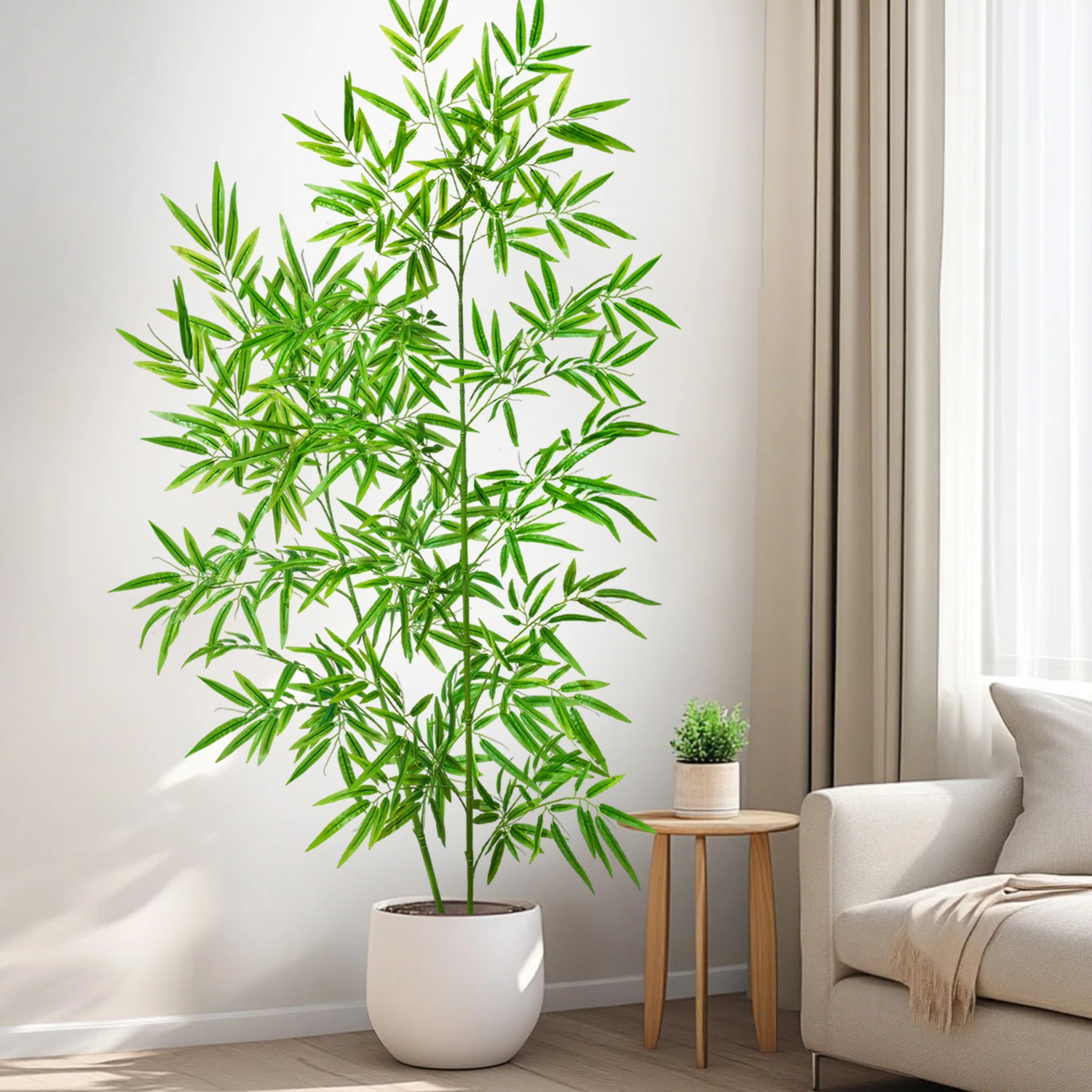 120-240cm/94.48in Artificial Green Bamboo Leaves, Fake Branch Plants, Suitable for Home,  Commercial Office Decoration - view 5