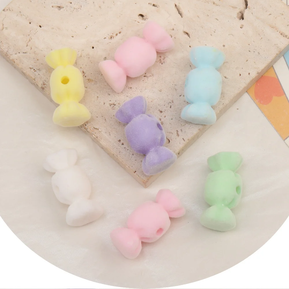

Clearance 100Pcs 16*31MM Acrylic Bead/Sweet Shape/Flocking Effect/Hand Made/DIY Beads Making/Jewelry Findings & Components