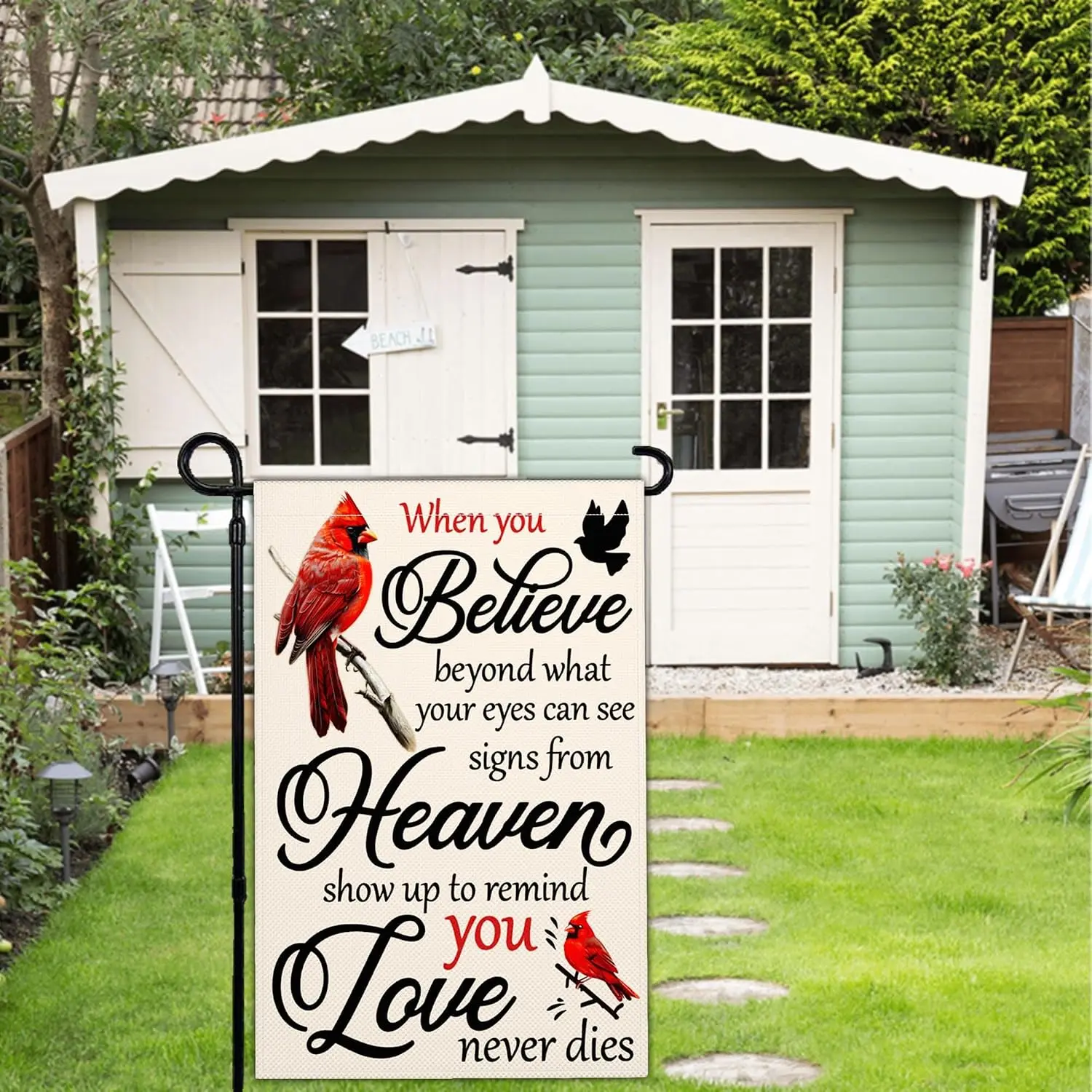 Cardinal Memorial Garden Flag Love Never Dies Memorial Day Yard Garden Flags for Outside 12x18 Double Sided Outdoor Cemetery uui
