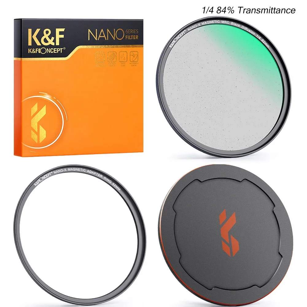 K&F Concept Filtre Black Mist 1/4 58 Mm – Effet Cinématique Black Diffusion D-Série Pour Portrait Vidéo