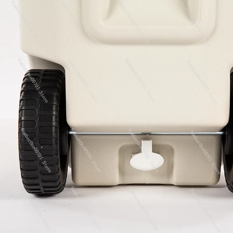 38L Wheeled Cooler Box, Ivory White Rolling Ice Chest with Telescopic Handle, Portable Insulated Camping Picnic Cooler view 2