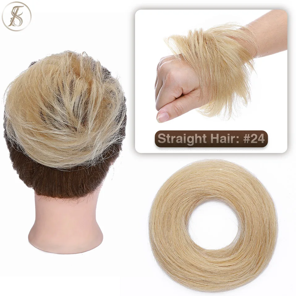 TESS 17g/23g Haar Brötchen Chignon 100% Menschliches Haar Lockiges Haar Elastische Donut Pferdeschwanz-haar Extensions Wrap natürliche Farbe Haarteil – Detail 13