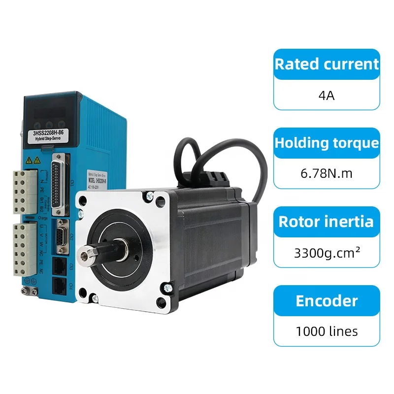 86J12126EC-1000-60 + 3HSS2208H-86 3-phase 220V Hybrid محرك سيرفو بحلقة مغلقة وسائق لملحقات آلة النقش