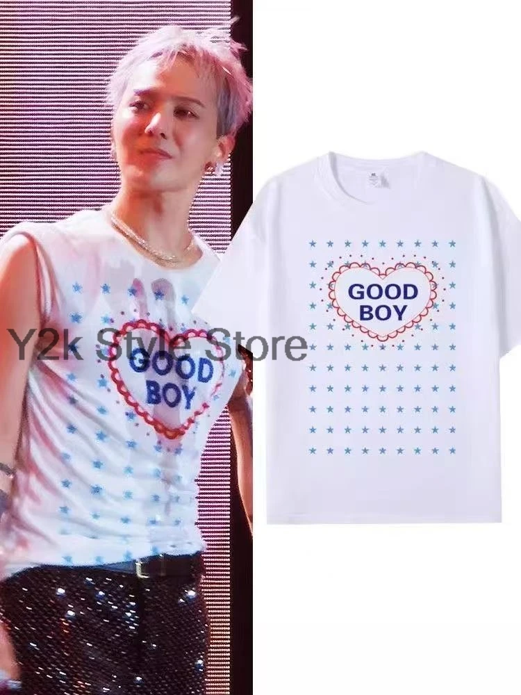 

Футболка G Dragon GOOD BOY Kpop Fashion Gdragon Ubermensch, одежда для любителей концертов, поддерживающая служба, хлопковая футболка с короткими рукавами