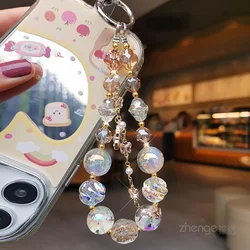 Mobile Phone Lanyard Dream Starry Crystal Bead Bracelet Pendant Short Clip-on Mobile Phone Case Universal Rope Phone Charm