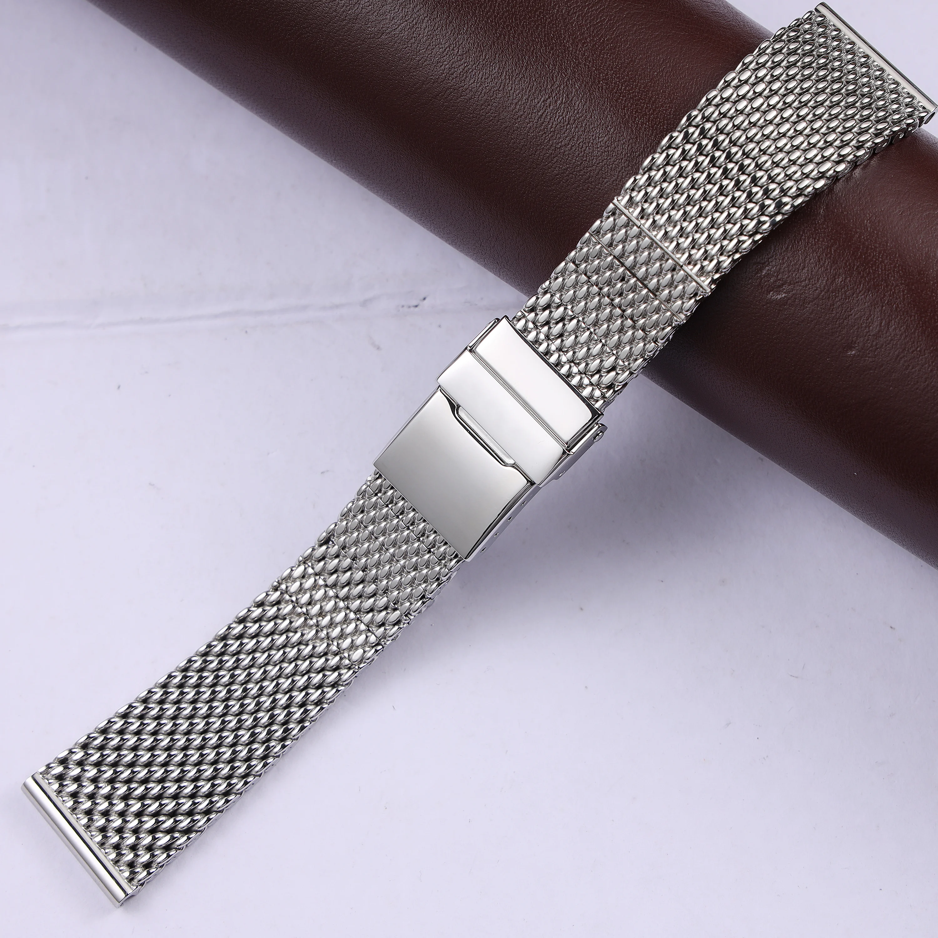 

24 22mm Quality 316L Stainless Steel Milanese Watchband For Breitling mesh silver replacement metal strap wrist bracelet belt