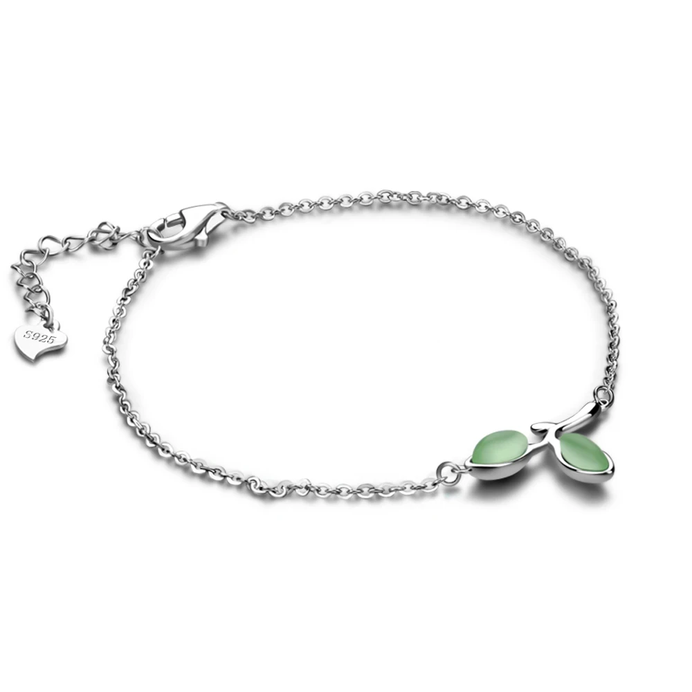 

New 925 Sterling Silver Green Opal inlay Handmade Bracelet Elastic Bracelet Hand Jewelry Gift Halloween