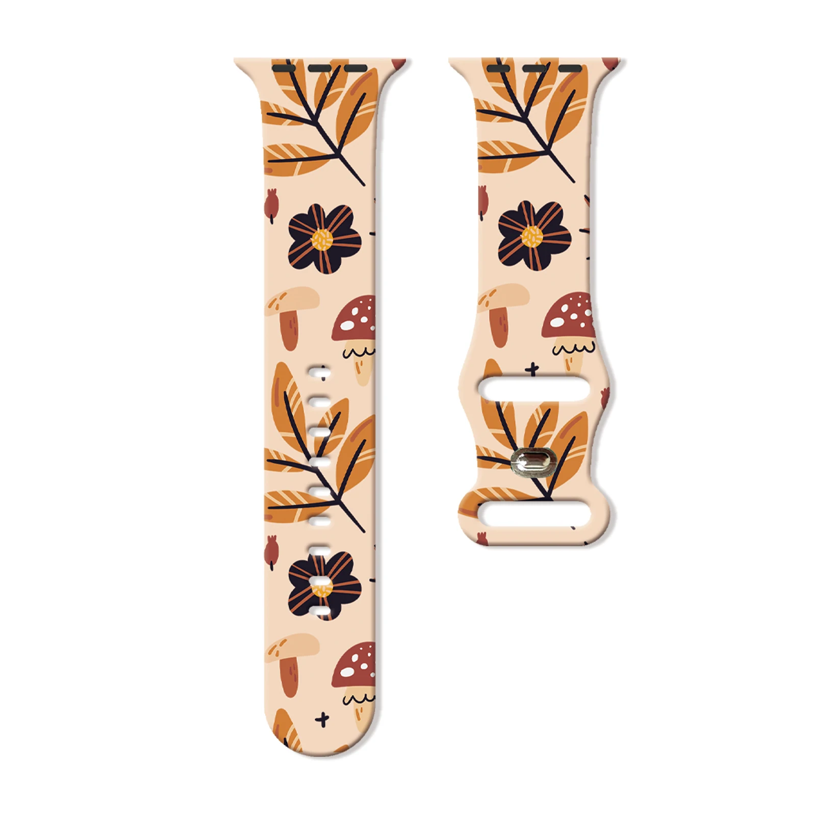 

Healing Style Autumn Forest Story Print Strap Band for Apple Watch Series 11/10/9/8/7/SE, Soft Silicone Band 46mm 45mm 44mm 42mm