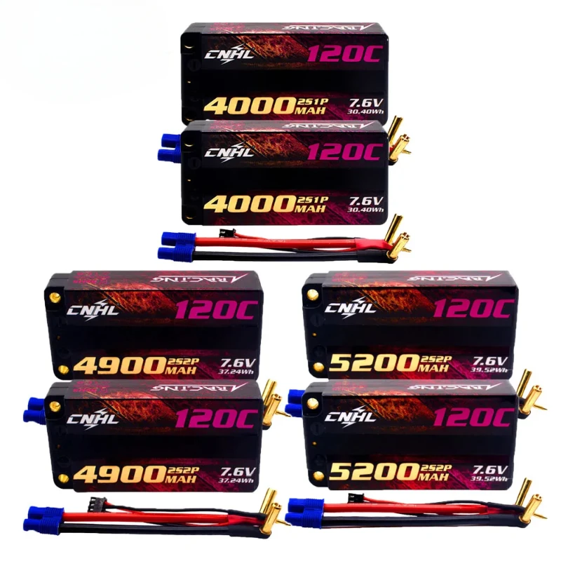 

2pcs Lipo Battery 2S 7.6V 4000mAh 4900mAh 5200mAh 120C HV Shorty Hard Case With EC3 Plug For RC Car Airplane Truck Boat