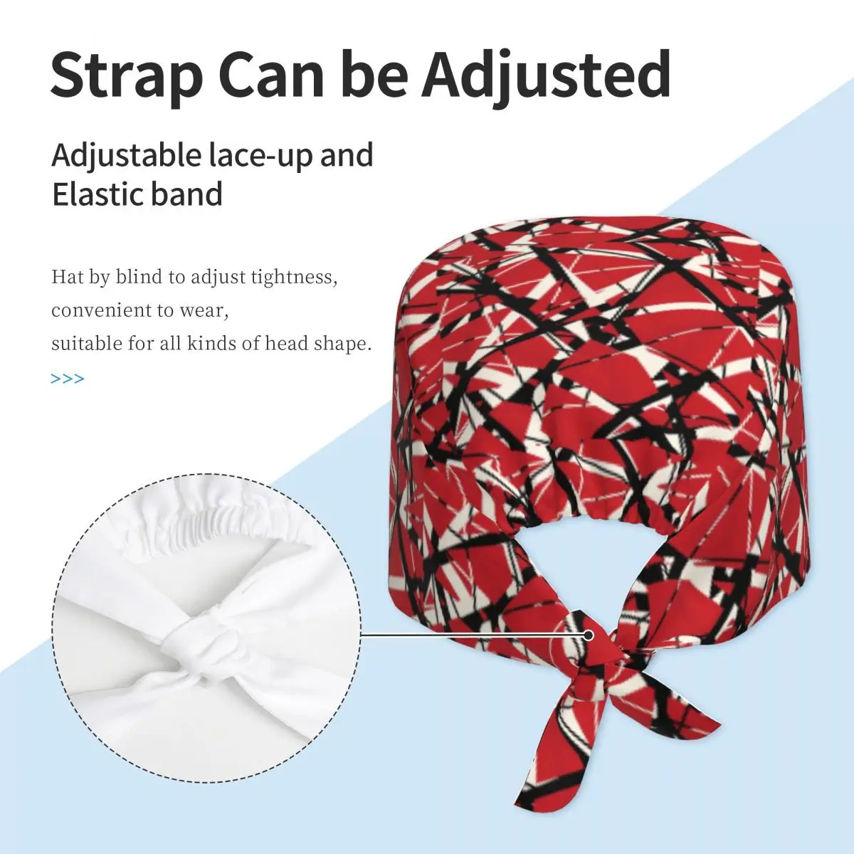 EVH Authentic Stripes Van Halen (rojo) Gorro quirúrgico de trabajo médico Gorros de enfermería ajustables unisex para dentista