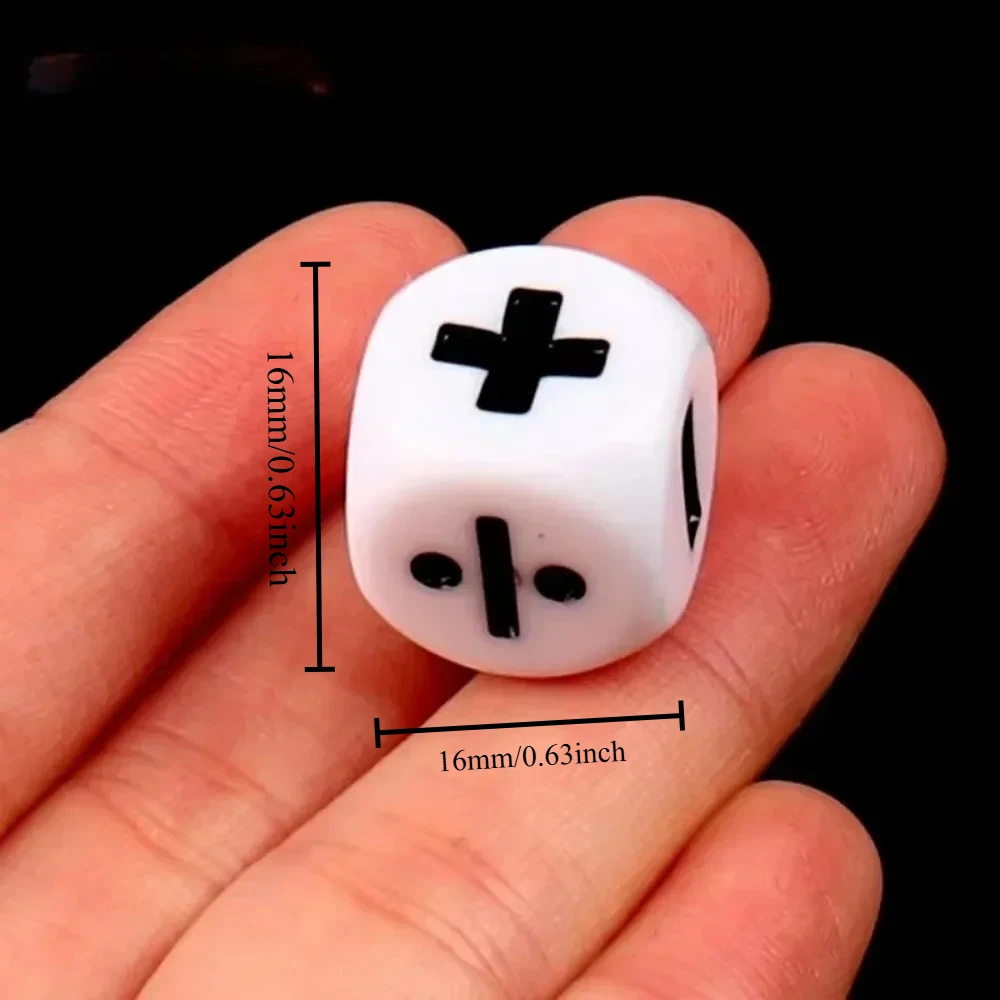 6개입 16mm 수지 덧셈 뺄셈 곱셈 나눗셈 기호 주사위 수학 장난감 어린이용 수학 교구 교육용 장난감 선물