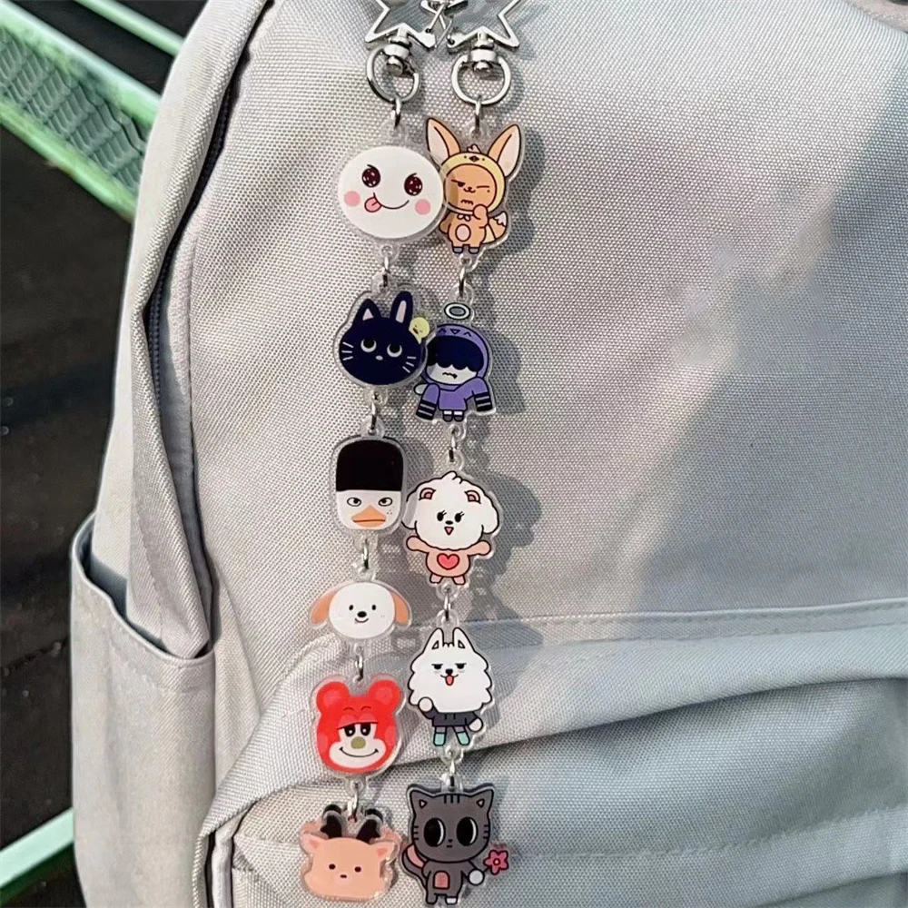 KPOP (G)I-DLE ZB1 RIIZE Keyring Cartoon Figure Two-Sided Acrylic Long-Chain Keychain Pendant Cute Bag Accessories Fans Collect