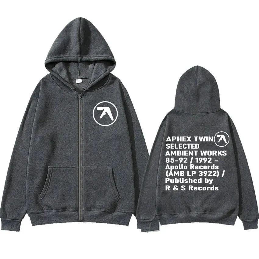 Aphex Twin Ambient Works Records Zip Up Hooded Men Women Harajuku Hip Hop Punk Jackets Sweatshirts Fashion Casual Zipper Hoodies